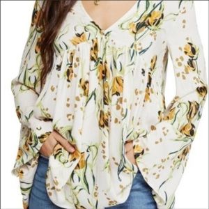Free People Beige floral Blouse.